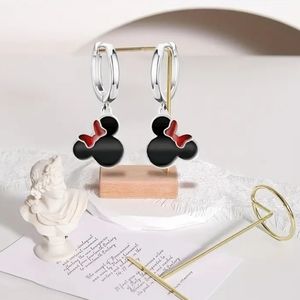 Disney Minnie Mouse themed tribute hoop earrings 925 sterling silver hypoallerge